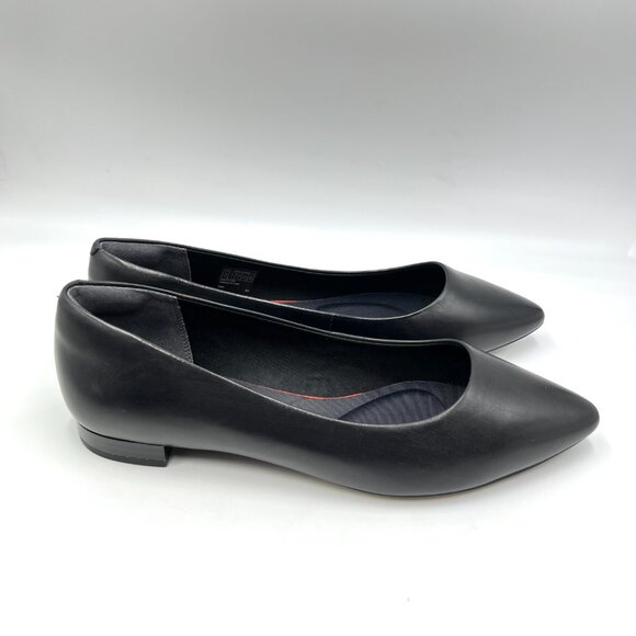 Rockport Womens Size 10.5 Adelyn Black Leather Pointed Toe Ballet Flats Shoes - Picture 1 of 14